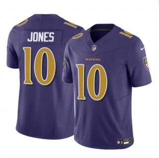 Baltimore Ravens #10 Emory Jones Purple 2023 F.U.S.E Vapor Limited Football