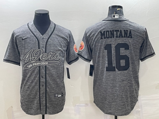 San Francisco 49ers #16 Joe Montana Grey With Patch Cool Base Stitched Baseball