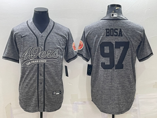 San Francisco 49ers #97 Nick Bosa Grey With Patch Cool Base Stitched Baseball Jersey