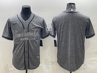 Seattle Seahawks Blank Grey With Patch Cool Base Stitched Baseball Jersey