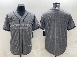 Tampa Bay Buccaneers Blank Grey With Patch Cool Base Stitched Baseball Jersey