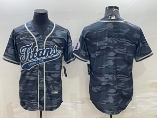 Tennessee Titans Blank Grey Camo With Patch Cool Base Stitched Baseball Jersey
