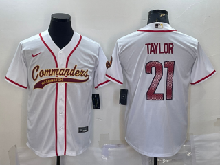 Washington Commanders #21 Sean Taylor White With Patch Cool Base Stitched