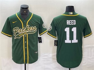 Green Bay Packers #11 Jayden Reed Green Cool Base Stitched Baseball Jersey