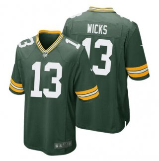 Green Bay Packers #13 Dontayvion Wicks Green Football Stitched Game Jersey