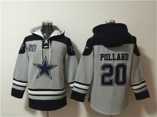 Dallas Cowboys #20 Tony Pollard Grey Ageless Must-Have Lace-Up Pullover Hoodie