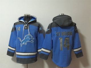 Detroit Lions #14 Amon-Ra St. Brown Blue Ageless Must-Have Lace-Up Pullover Hoodie