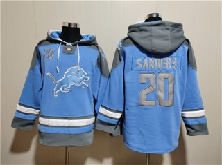 Detroit Lions #20 Barry Sanders Blue Ageless Must-Have Lace-Up Pullover Hoodie