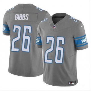 Detroit Lions #26 Jahmyr Gibbs Grey 2023 F.U.S.E. Vapor Untouchable Limited Stitched