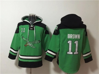 Philadelphia Eagles #11 A. J. Brown Green Ageless Must-Have Lace-Up Pullover Hoodie