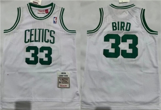 Boston Celtics #33 Larry Bird 1995-96 White Throwback Stitched Jersey