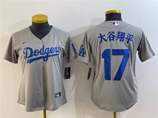 Women's Los Angeles Dodgers #17 大谷翔平 Gray Stitched Jersey(Run Small) 2