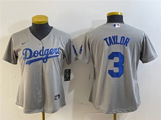 Youth Los Angeles Dodgers #3 Chris Taylor Gray Stitched Baseball Jersey