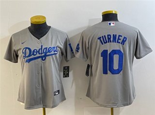 Youth Los Angeles Dodgers #10 Justin Turner Gray Stitched Baseball Jersey