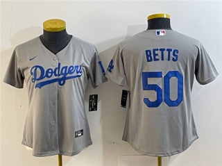 Youth Los Angeles Dodgers #50 Mookie Betts Gray Stitched Baseball Jersey