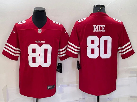 San Francisco 49ers #80 Rice 2022 New red Stitched Game Jersey