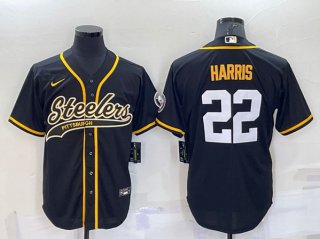 Pittsburgh Steelers #22 Najee Harris Black With Patch Cool Base Stitched Baseball