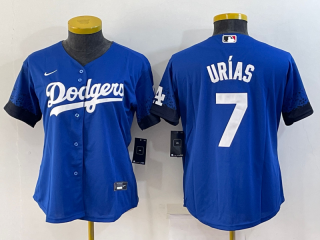 Women's Los Angeles Dodgers #7 Julio Urias Royal Cool Base Stitched Baseball Jersey(Run