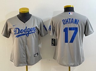 Women's Los Angeles Dodgers #17 Shohei Ohtani Grey Stitched Jersey(Run Small) 2