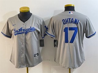 Women's Los Angeles Dodgers #17 Shohei Ohtani Grey Stitched Jersey(Run Small)