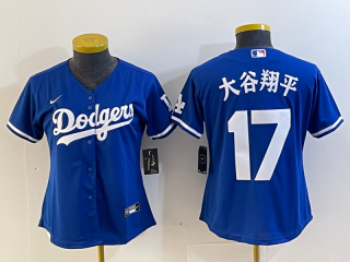 Women's Los Angeles Dodgers #17 大谷翔平 Blue Stitched Jersey(Run Small)
