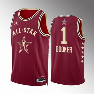 2024 All-Star #1 Devin Booker Crimson Stitched Basketball Jersey