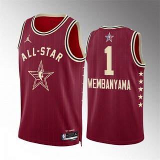 2024 All-Star #1 Victor Wembanyama Crimson Stitched Basketball Jersey