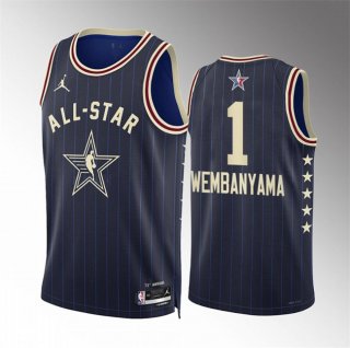 2024 All-Star #1 Victor Wembanyama Navy Stitched Basketball Jersey