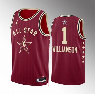2024 All-Star #1 Zion Williamson Crimson Stitched Basketball Jersey
