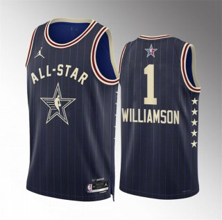 2024 All-Star #1 Zion Williamson Navy Stitched Basketball Jersey