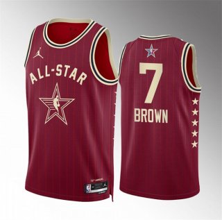2024 All-Star #7 Jaylen Brown Crimson Stitched Basketball Jersey