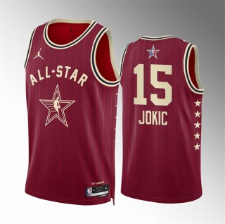 2024 All-Star #15 Nikola Jokic Crimson Stitched Basketball Jersey