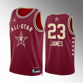 2024 All-Star #23 LeBron James Crimson Stitched Basketball Jersey