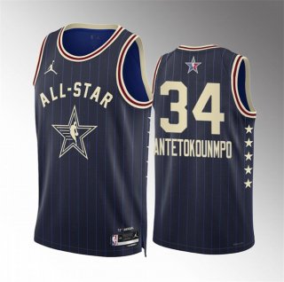 2024 All-Star #34 Giannis Antetokounmpo Navy Stitched Basketball Jersey