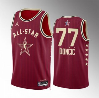 2024 All-Star #77 Luka Dončić Crimson Stitched Basketball Jersey