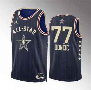 2024 All-Star #77 Luka Dončić Navy Stitched Basketball Jersey