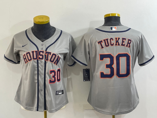 Youth Houston Astros #30 Kyle Tucker Gray Cool Base Stitched Jersey