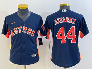 Youth Houston Astros #44 Yordan Alvarez Navy With Patch Cool Base Stitched Jersey