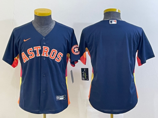 Youth Houston Astros Blank Navy With Patch Cool Base Stitched Jersey