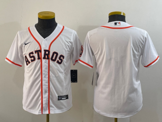 Youth Houston Astros Blank White With Patch Cool Base Stitched Jersey