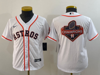 Youth Houston Astros White 2022 World Series Champions Team Big Logo With Patch Cool Base