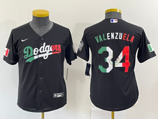 Youth Los Angeles Dodgers #34 Toro Valenzuela Black Mexico Stitched Baseball Jersey