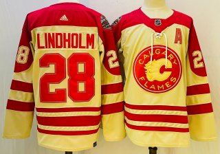Calgary Flames #28 Elias Lindholm 2023 Cream Classic Primegreen Stitched Jersey