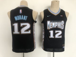 Memphis Grizzlies #12 Ja Morant black city 2023 youth jersey