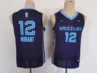 Memphis Grizzlies #12 Ja Morant dark blue youth jersey