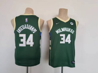 Milwaukee Bucks #34 Giannis Antetokounmpo green youth jersey