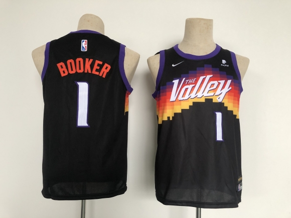 Phoenix Suns #1 Devin Booker city black youth jersey