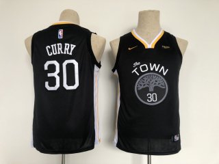 warriors #30 Stephen Curry black youth jersey
