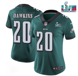 Women's Philadelphia Eagles #20 Brian Dawkins Green Super Bowl LVII PatchVapor