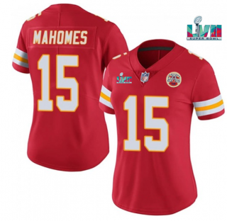 Women's Kansas City Chiefs #15 Patrick Mahomes Red Super Bowl LVII Patch Vapor Stitched